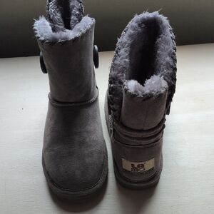 Gray Winter Fur-Lined Boots